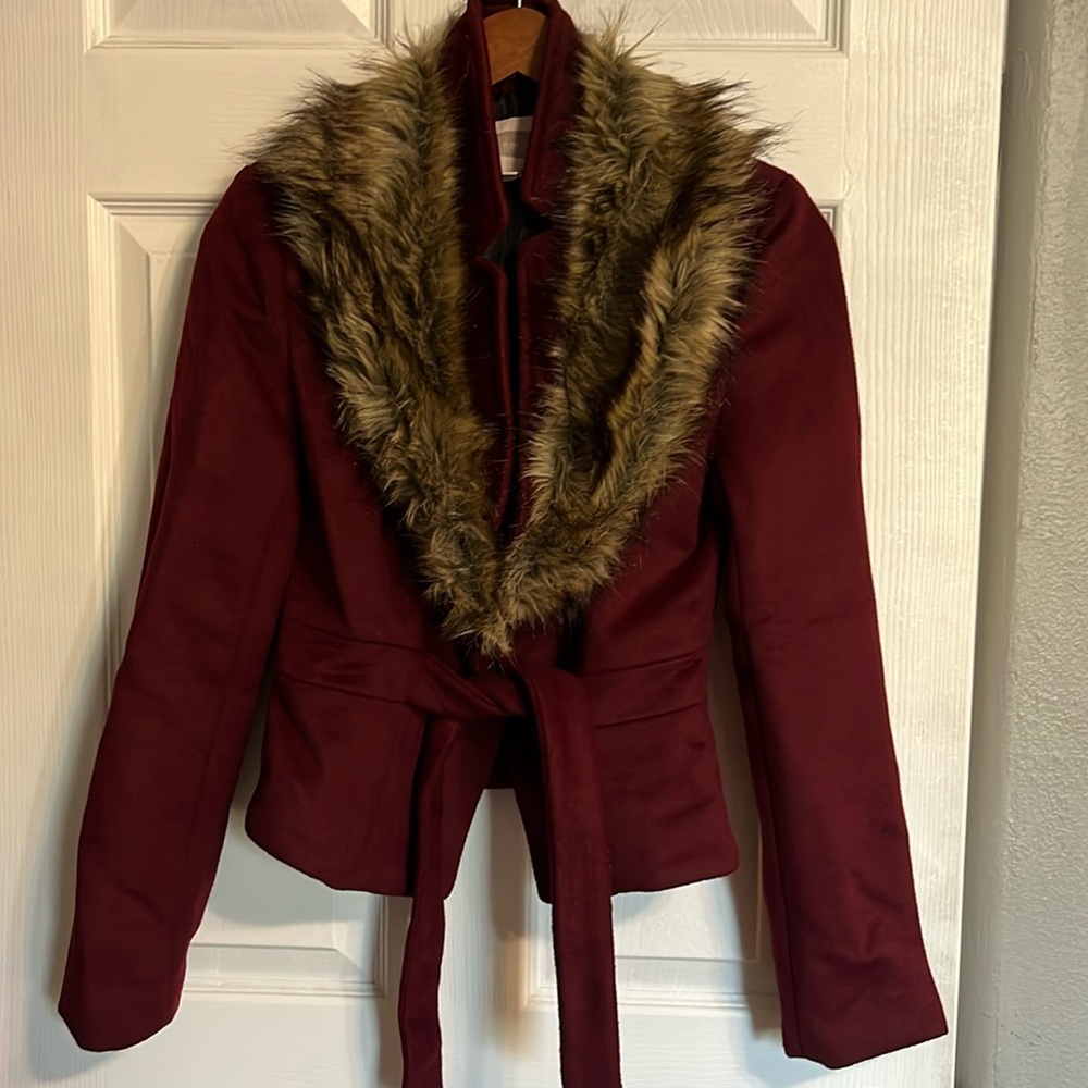 Forever 21 Jacket with faux fur collar. Size small. EUC